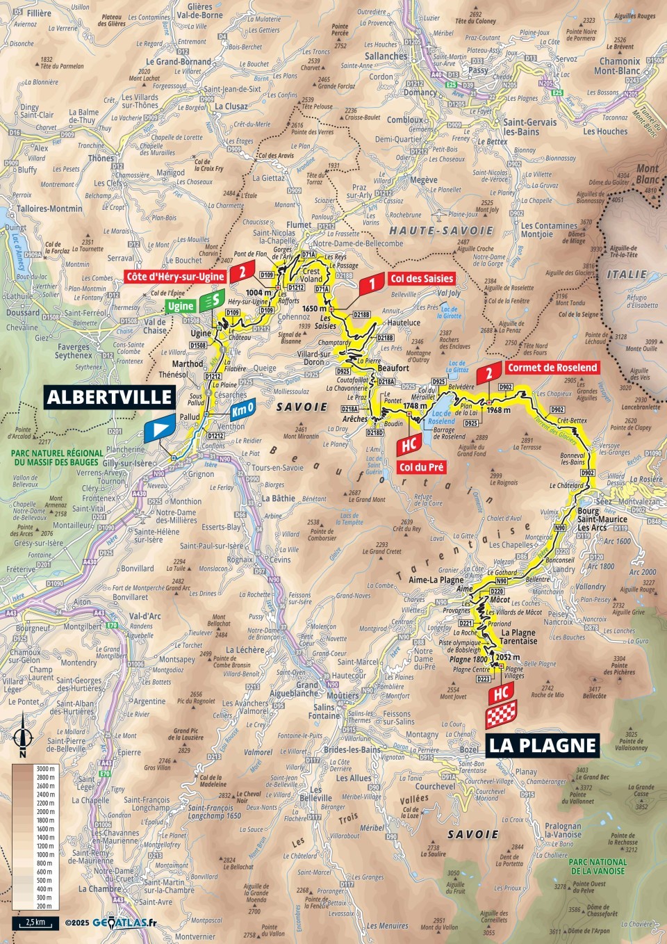 Mapa: 19. etapa na Tour de France 2025.