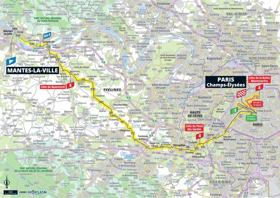 Mapa: 21. etapa na Tour de France 2025.