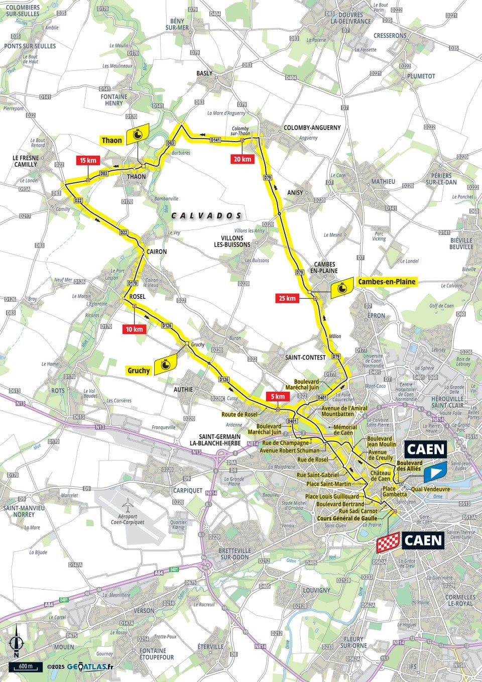 Mapa: 5. etapa na Tour de France 2025.