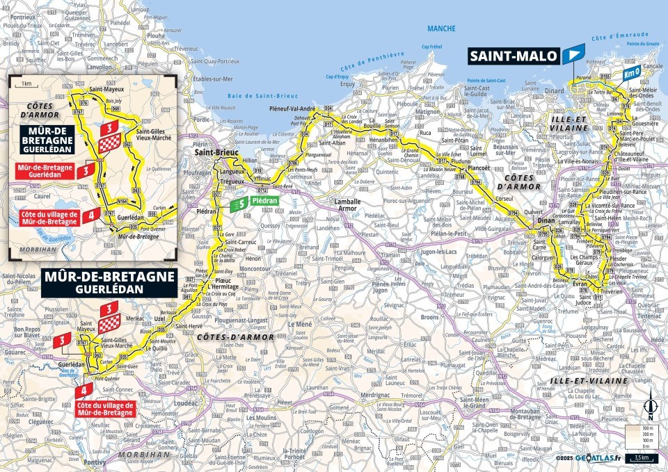 Mapa: 7. etapa na Tour de France 2025.
