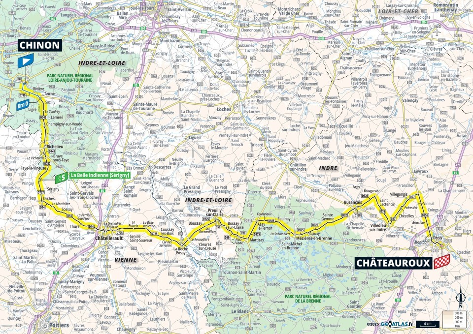Mapa: 9. etapa na Tour de France 2025.