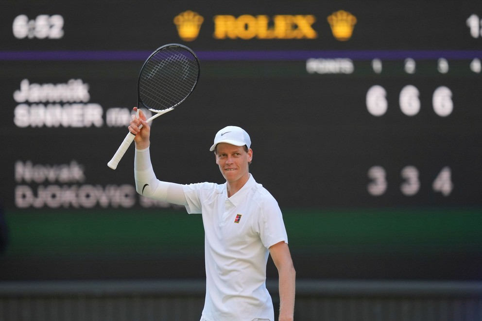 Jannik Sinner v semifinále Wimbledonu 2025.