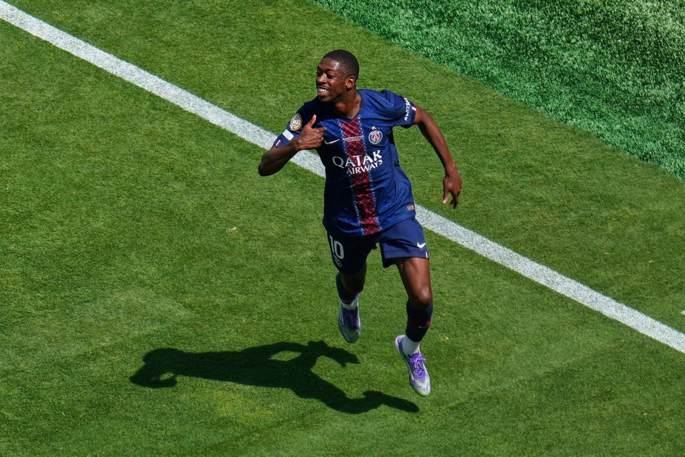 Ousmane Dembélé sa teší po strelenom góle v zápase Paríž St. Germain - Real Madrid v semifinále MS klubov FIFA 2025.