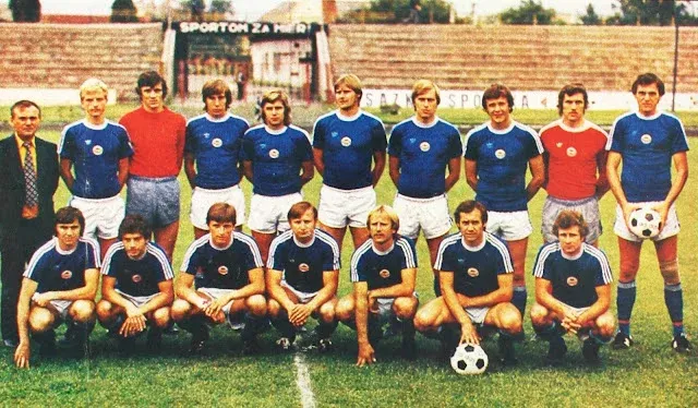Košice pred zápasom s AC Miláno v roku 1978.