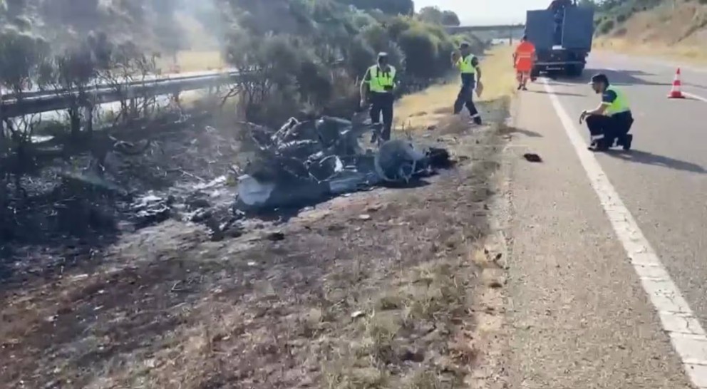 Vrak auta, v ktorom zomrel Diogo Jota a jeho brat André. 