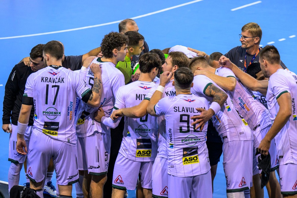 Hráči Tatrana Prešov pred zápasom 2. kola Niké handball extraligy Tatran Prešov - MŠK Považská Bystrica.