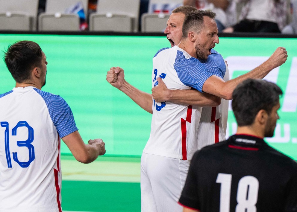 Gólová radosť Slovákov počas odvetného zápasu Slovensko - Gruzínsko.