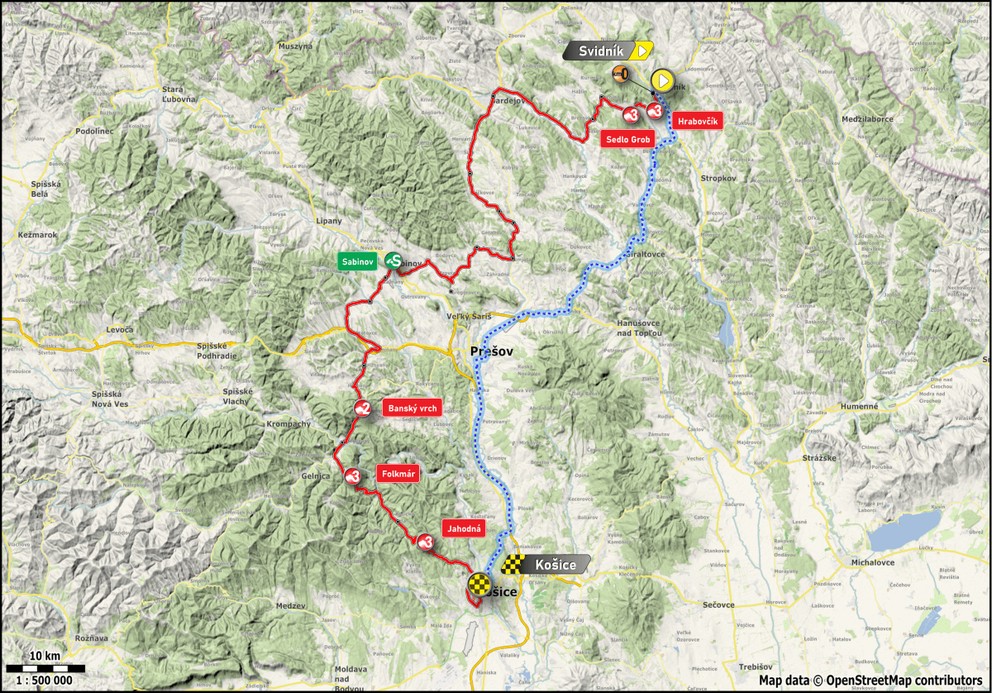 Mapa 2. etapy cyklistických pretekov Okolo Slovenska 2025.
