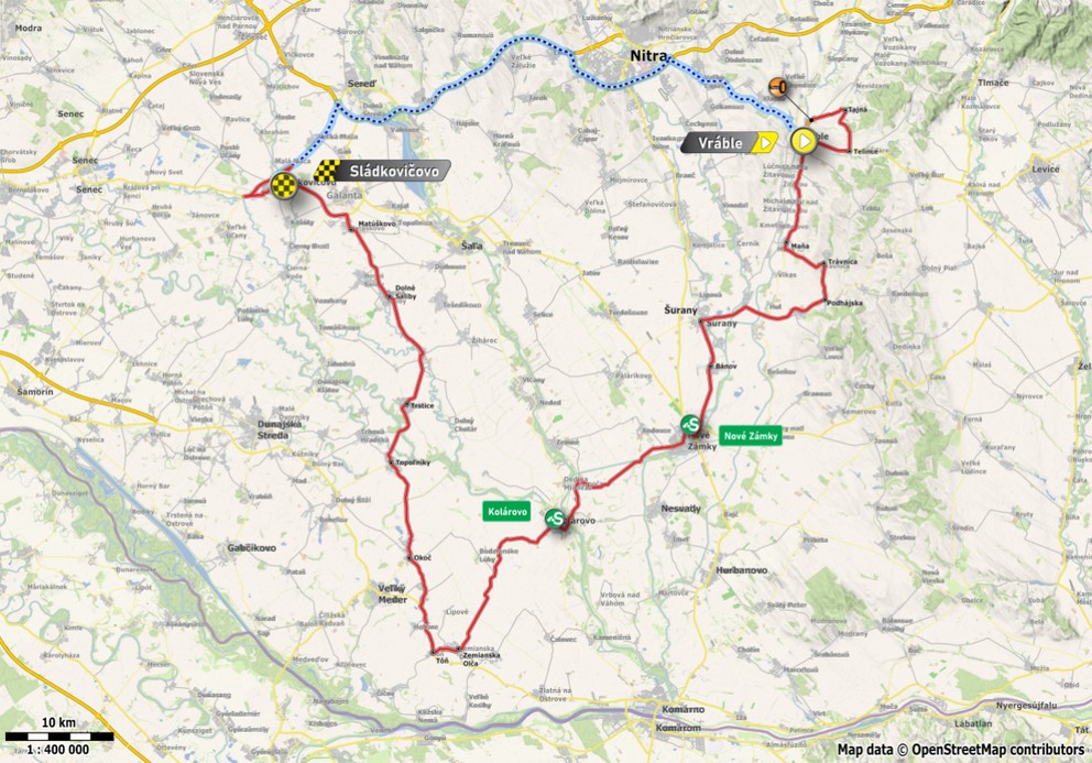 Mapa 4. etapy cyklistických pretekov Okolo Slovenska 2025.