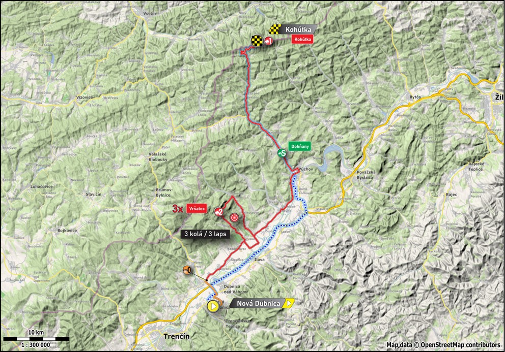 Mapa 5. etapy cyklistických pretekov Okolo Slovenska 2025. 