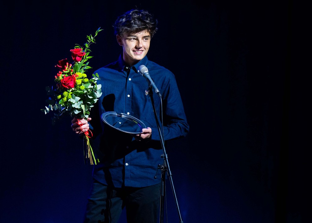 Na snímke ocenený v kategórii junior roka Leon Sloboda počas odovzdávania ocenení Tenista roka 2025.