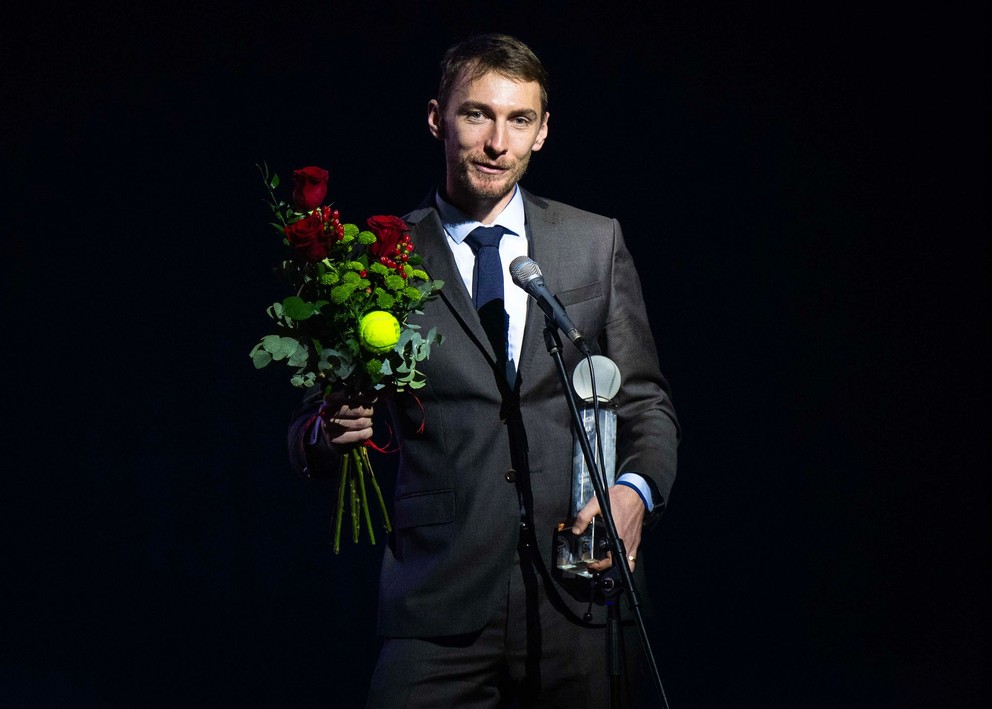 Na snímke ocenený Tenista roka Lukáš Klein počas odovzdávania ocenení Tenista roka 2025.