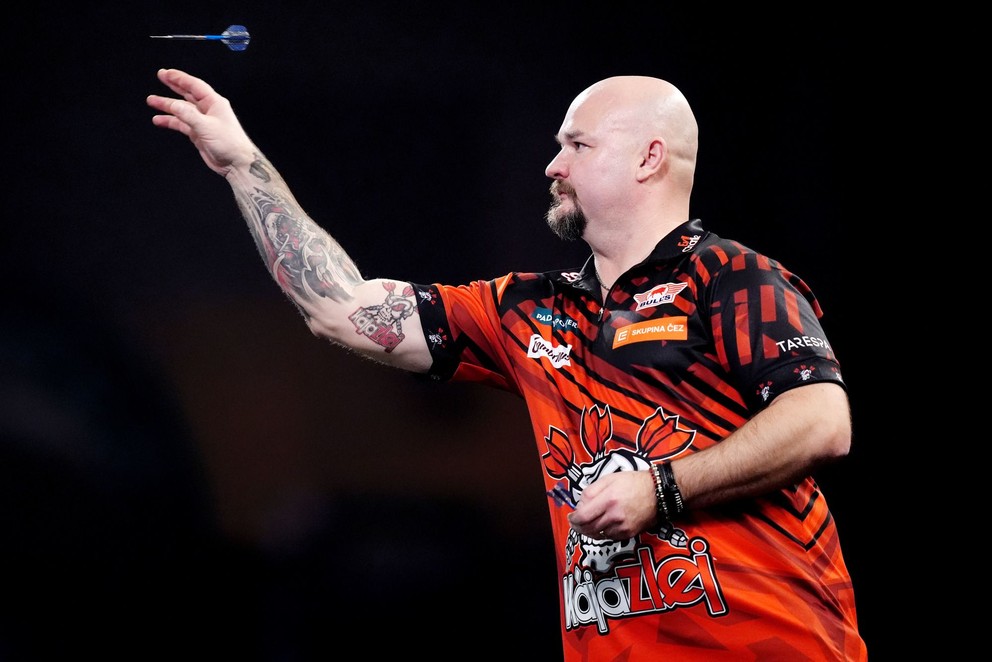 Karel Sedláček počas MS v šípkach 2026. 