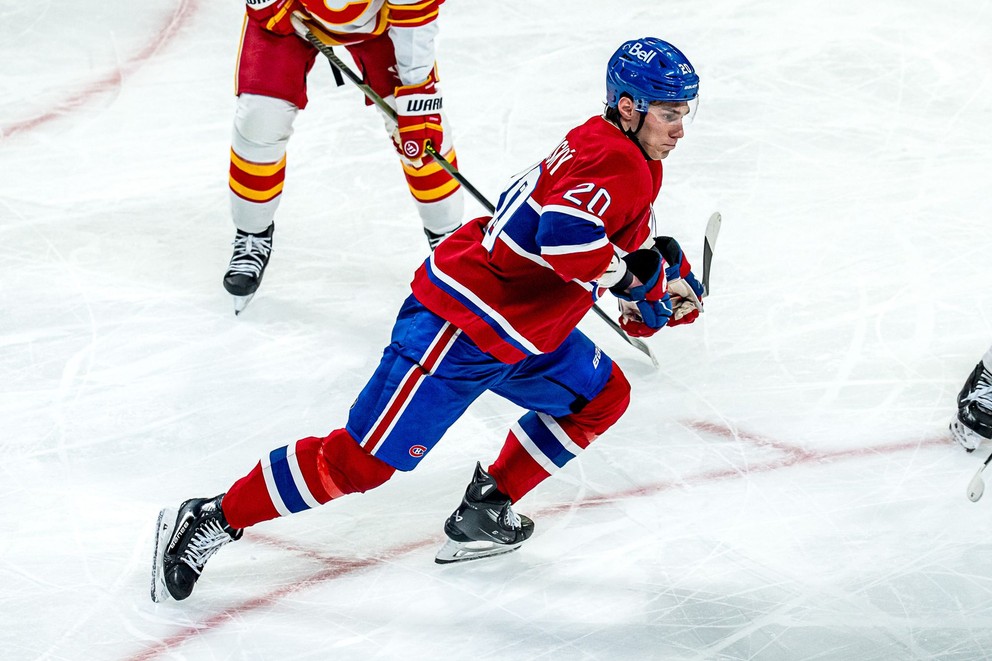 Juraj Slafkovský v zápase Montreal - Calgary.