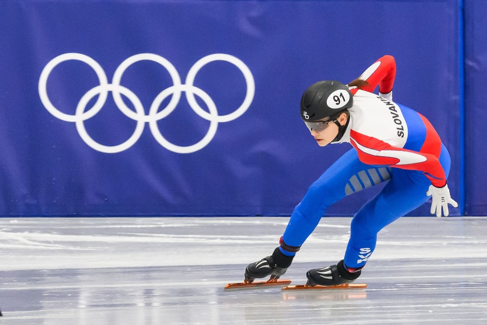 Na snímke Slovenka Lea Popovičová počas kvalifikácie žien 500m v šortreku počas XXV. zimných olympijských hier (ZOH).