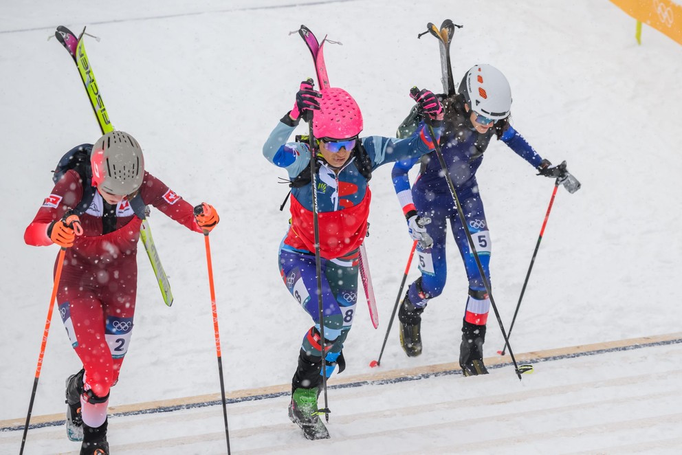 Marianna Jagerčíková (druhá sprava) v jednej z technických pasáži šprintu. 