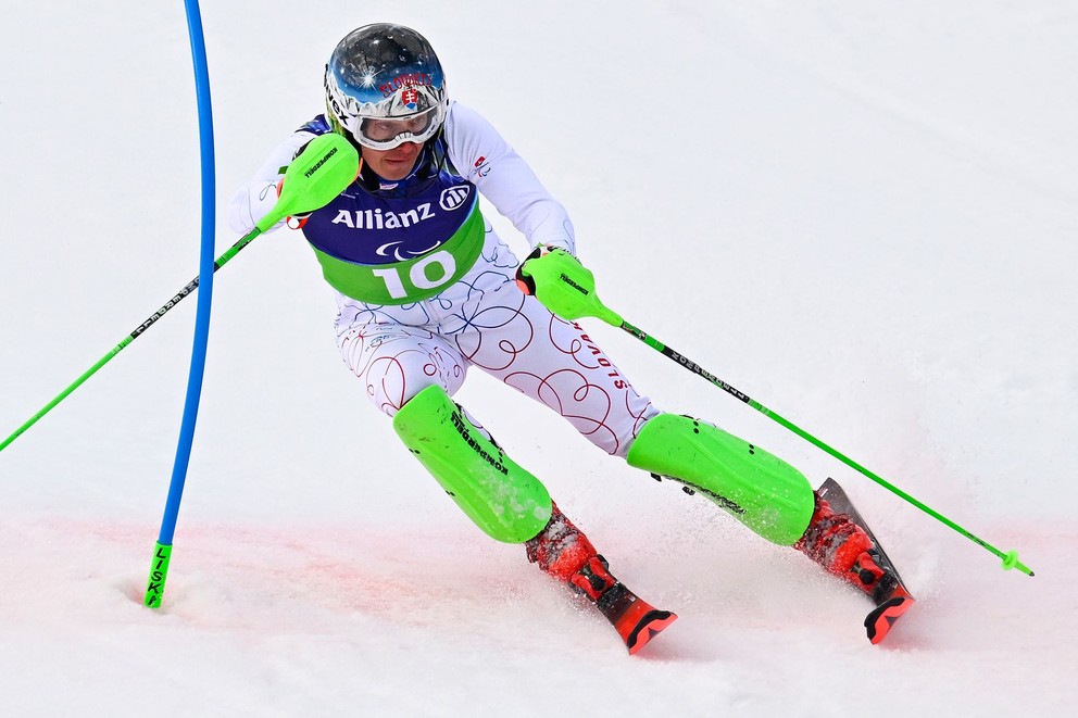 Na snímke slovenský paralpský lyžiar Miroslav Haraus na trati pretekov v alpskej kombinácii - v slalome mužov na XIV. zimných paralympijských hrách v Cortine d'Ampezzo.