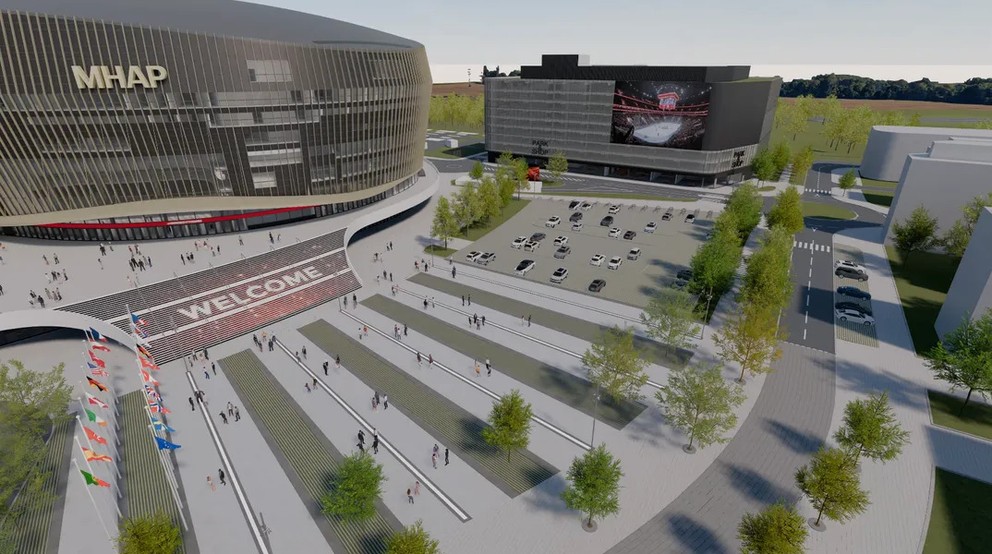 Vizuálny návrh novej arény v Pardubiciach. 