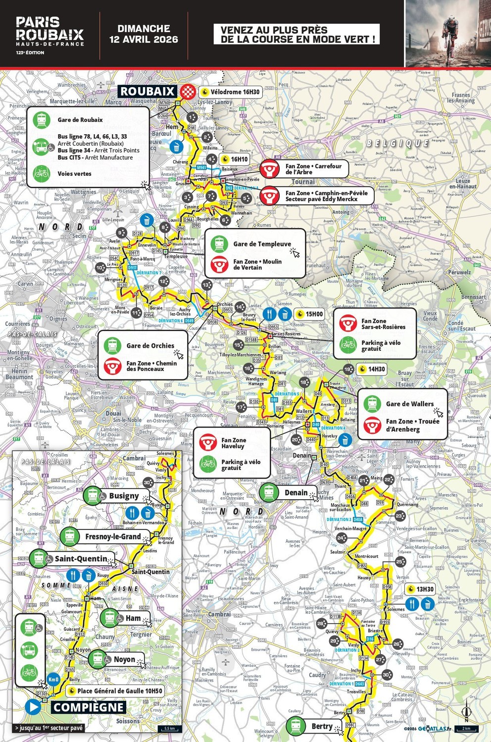 Trasa Paríž - Roubaix 2026.