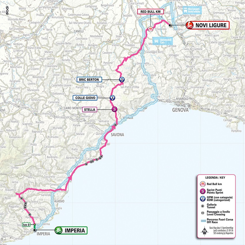 Mapa: 12. etapa na Giro d'Italia 2026.