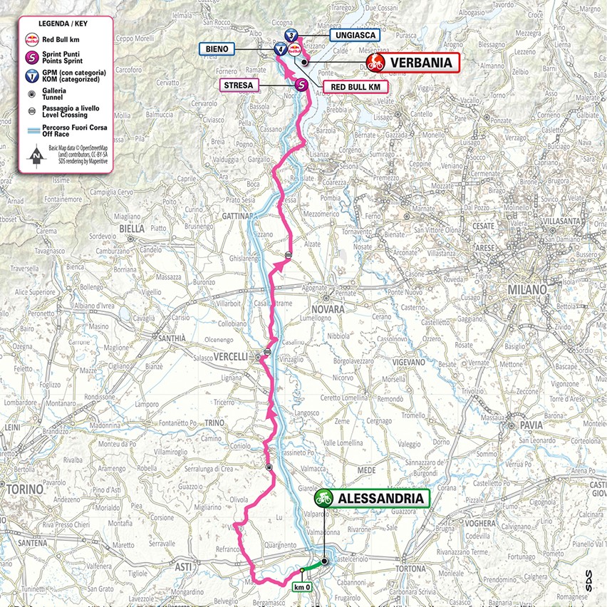 Mapa: 13. etapa na Giro d'Italia 2026.