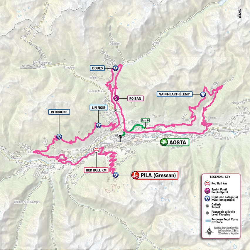 Mapa: 14. etapa na Giro d'Italia 2026.