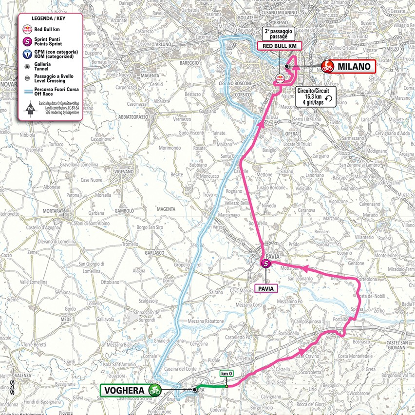 Mapa: 15. etapa na Giro d'Italia 2026.