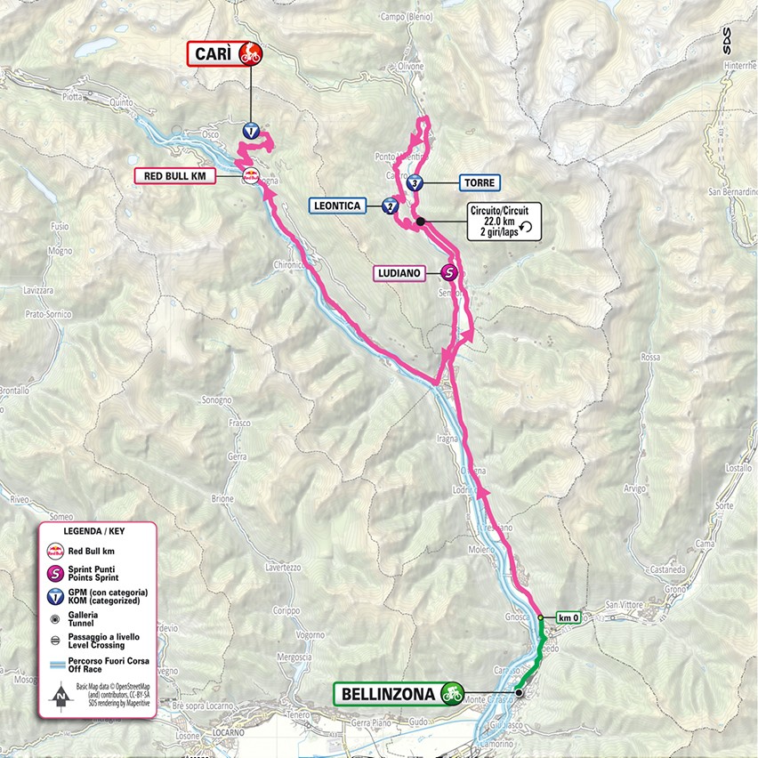 Mapa: 16. etapa na Giro d'Italia 2026.