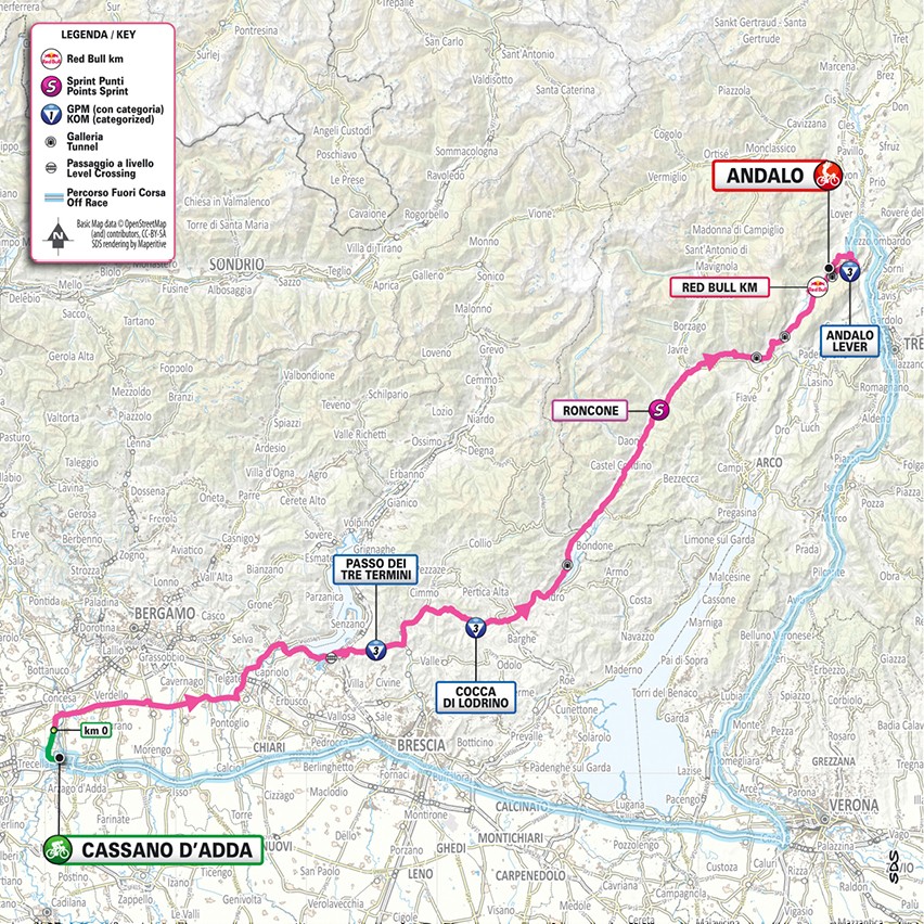 Mapa: 17. etapa na Giro d'Italia 2026.