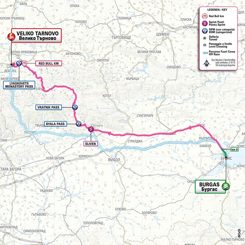 Mapa: 2. etapa na Giro d'Italia 2026.