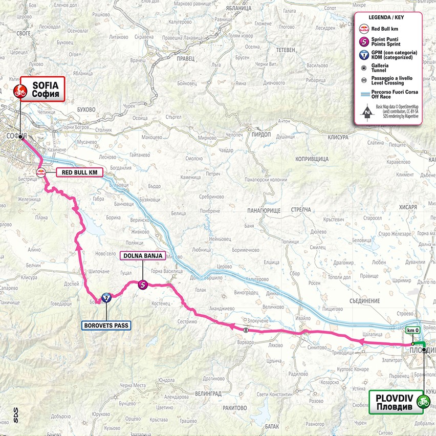Mapa: 3. etapa na Giro d'Italia 2026.