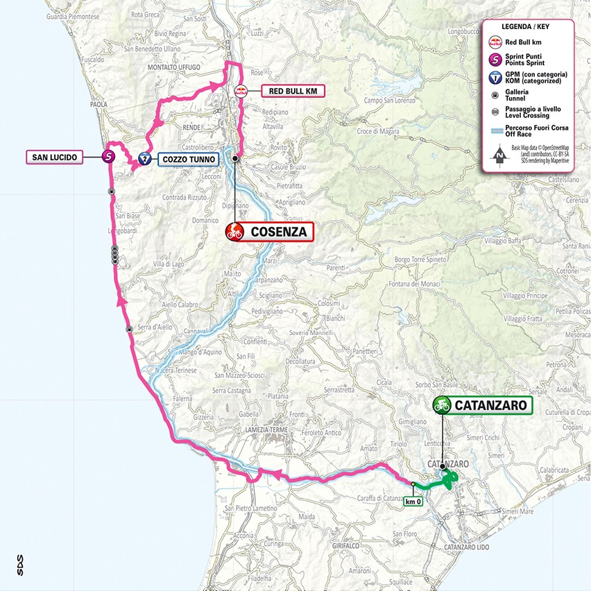 Mapa: 4. etapa na Giro d'Italia 2026.