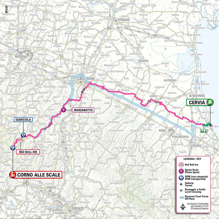 Mapa: 9. etapa na Giro d'Italia 2026.