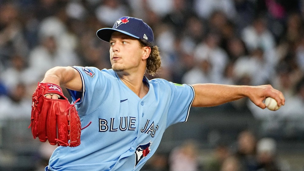 Slovenský bejzbalista Adam Macko z Toronta Blue Jakets počas zápasu proti New Yorku Yankees