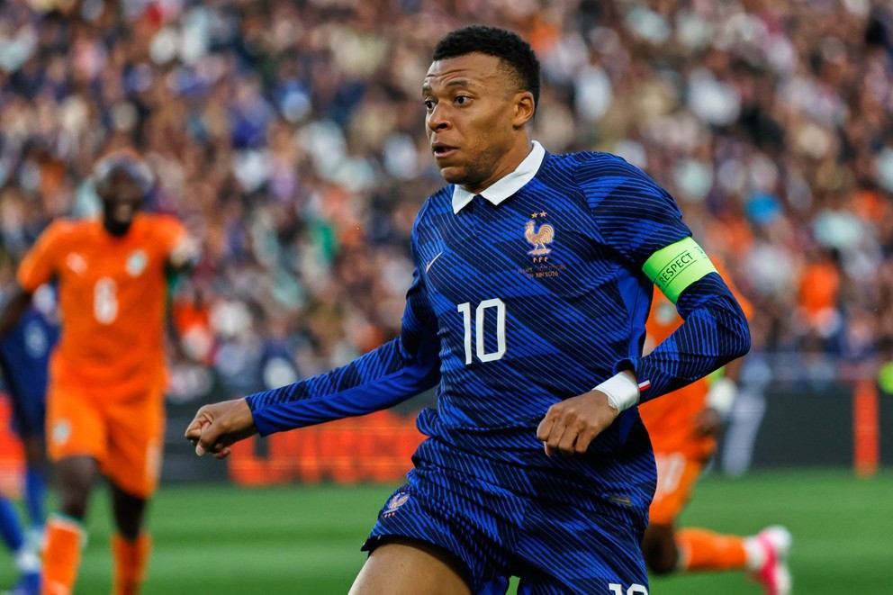 Kylian Mbappé v príprave proti Pobrežiu Slonoviny.