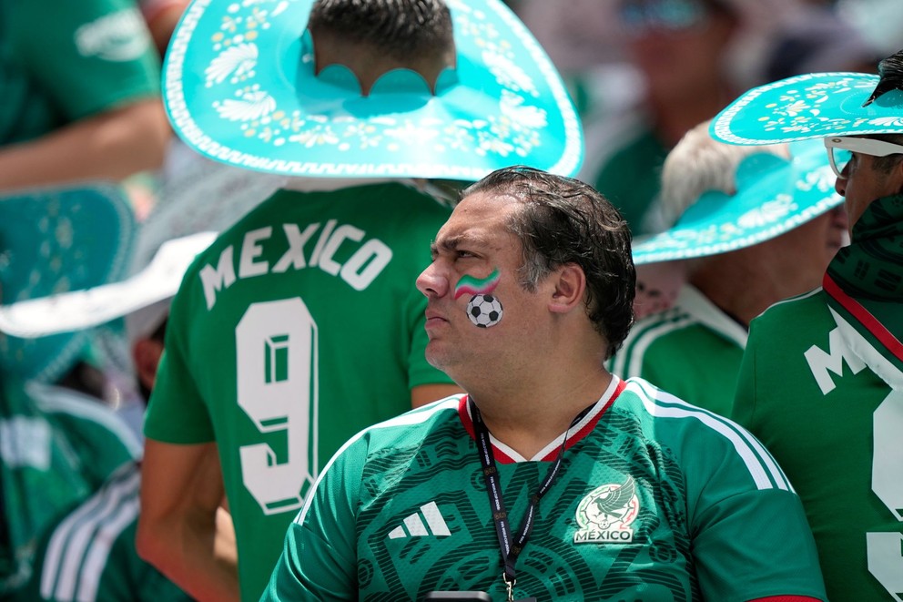 Mexican fans wait before the start of the Mexico-South Africa Group A match.