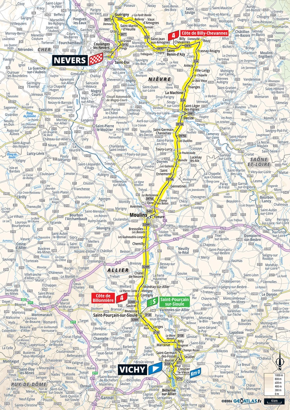 Mapa: 11. etapa na Tour de France 2026.
