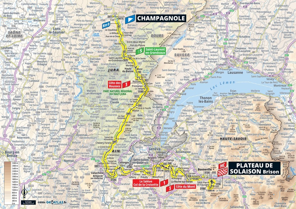 Mapa: 15. etapa na Tour de France 2026.