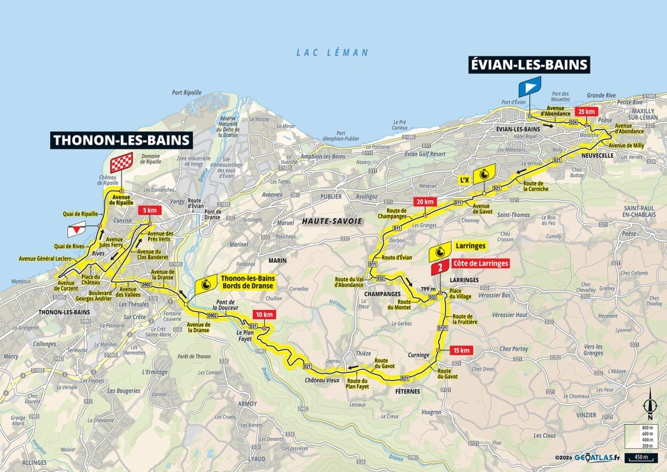 Mapa: 16. etapa na Tour de France 2026.