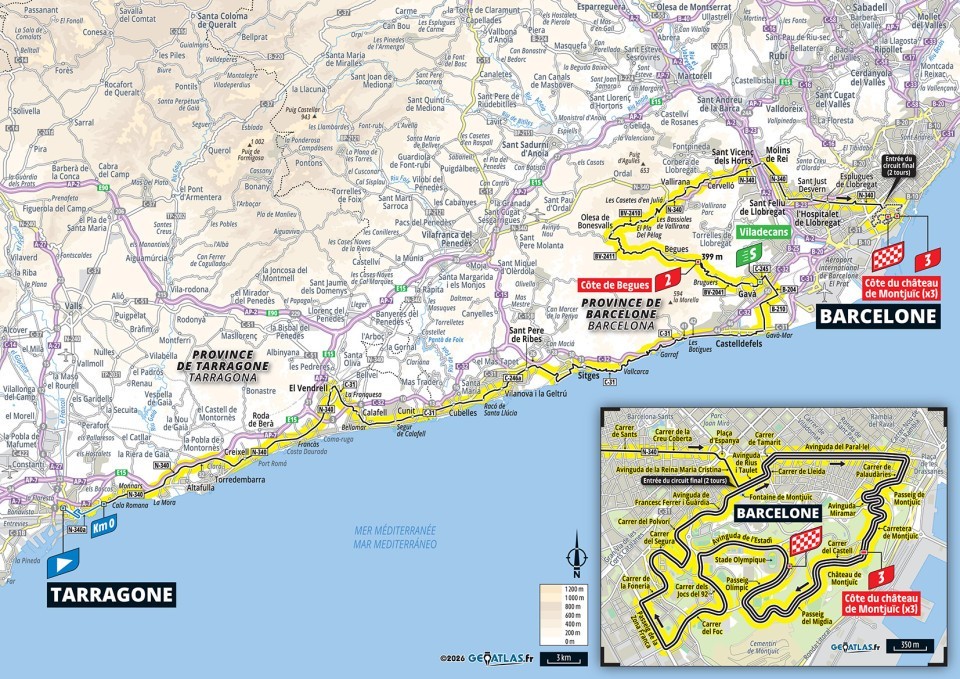 Mapa: 2. etapa na Tour de France 2026.