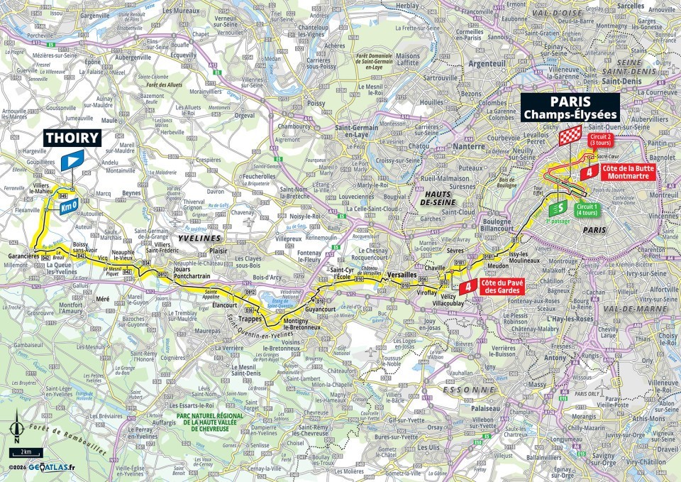 Mapa: 21. etapa na Tour de France 2026.