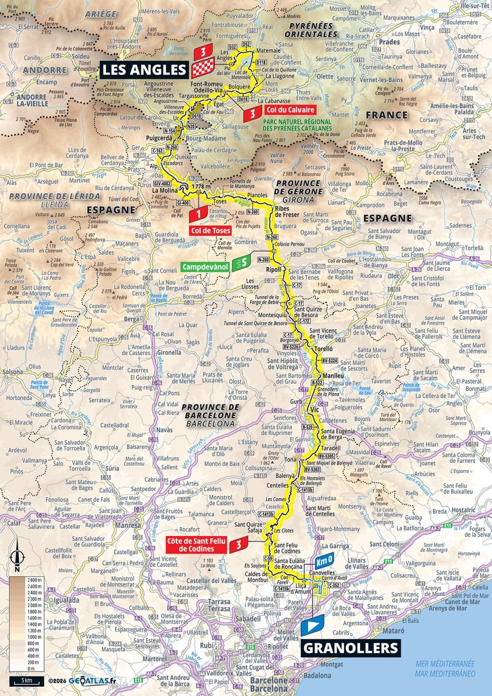Mapa: 3. etapa na Tour de France 2026.