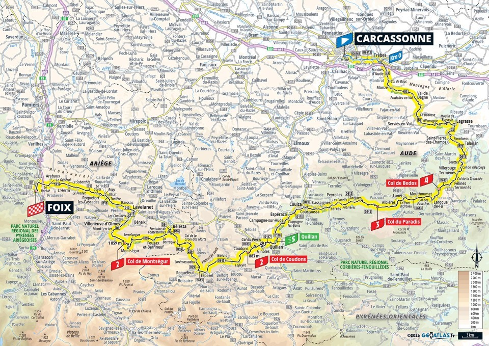 Mapa: 4. etapa na Tour de France 2026.