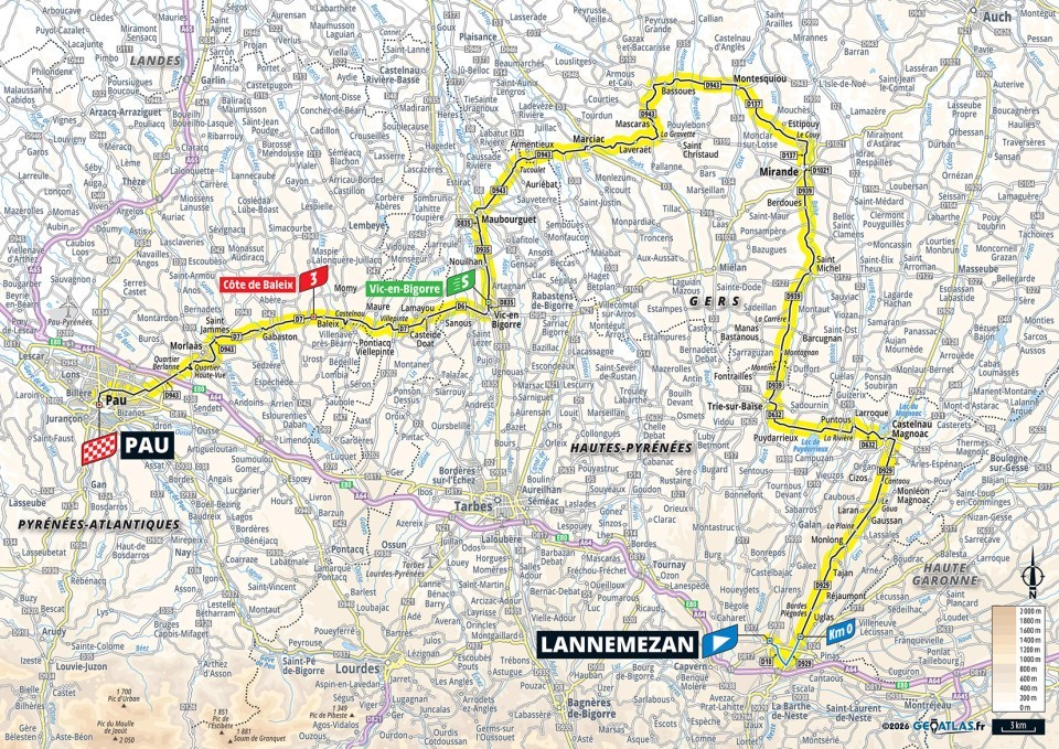 Mapa: 5. etapa na Tour de France 2026.