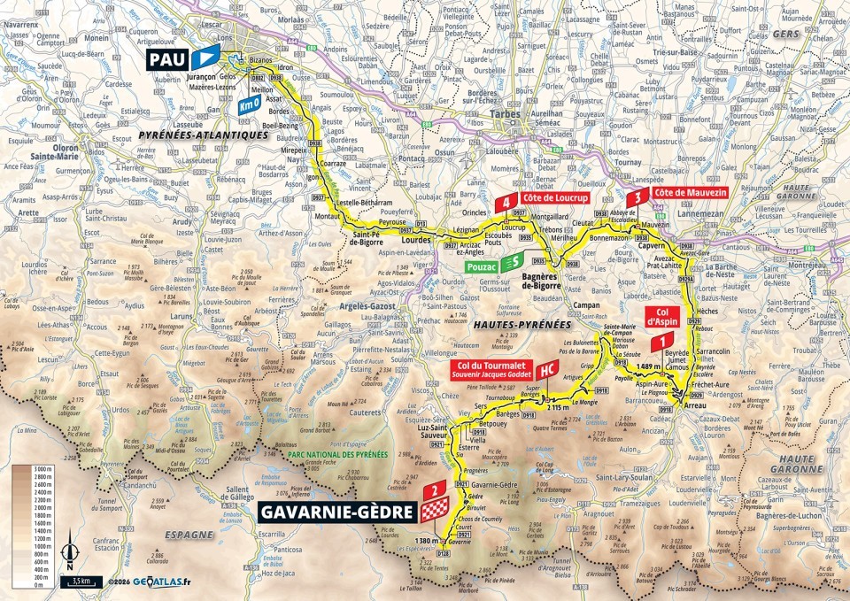 Mapa: 6. etapa na Tour de France 2026.