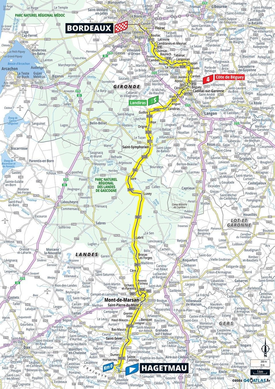 Mapa: 7. etapa na Tour de France 2026.