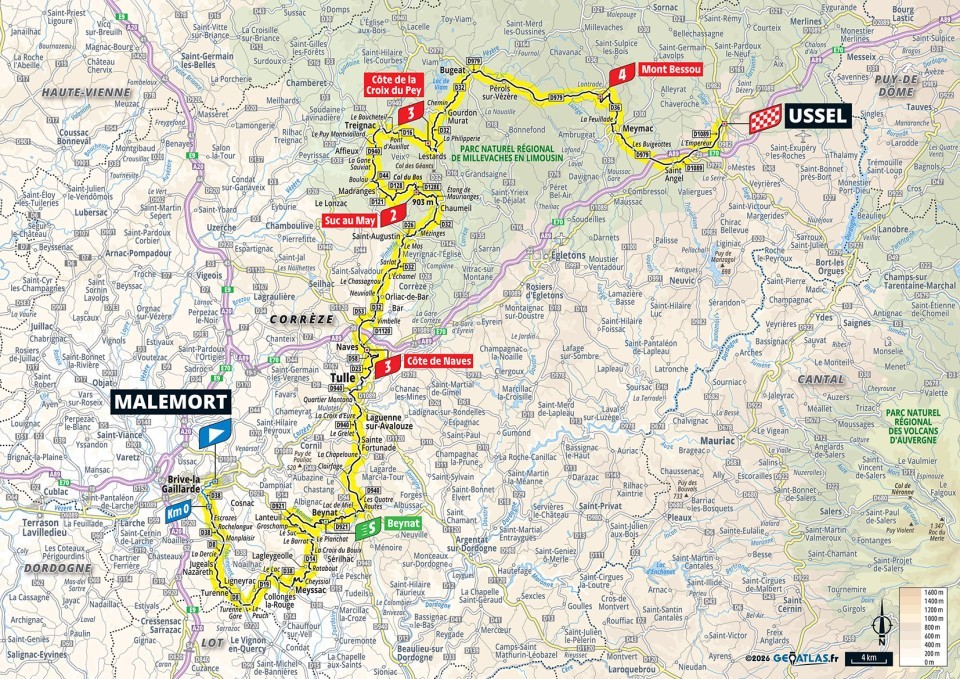 Mapa: 9. etapa na Tour de France 2026.