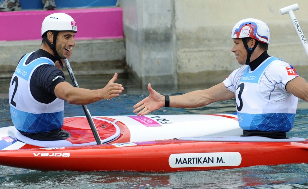 S dlhoročným rivalom Tonym Estanguetom na OH 2012 v Londýne.