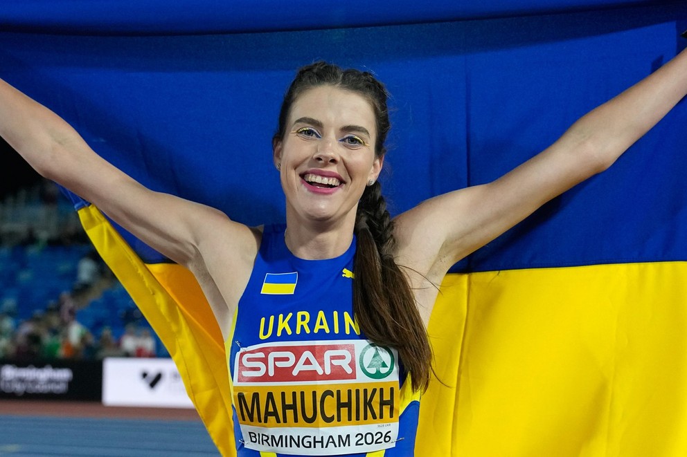 Jaroslava Mahučichová po zisku zlatej medaily na ME v atletike 2026.