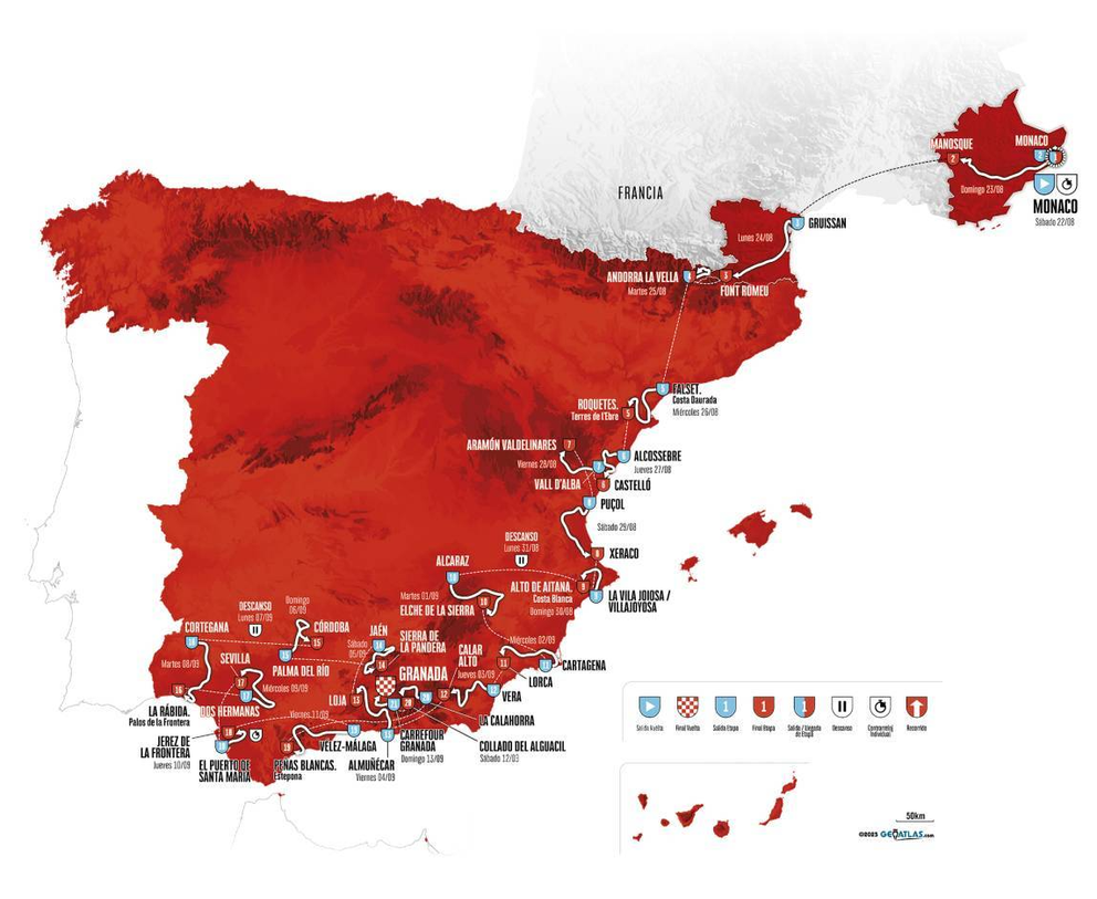 Mapa Vuelta a España 2026.